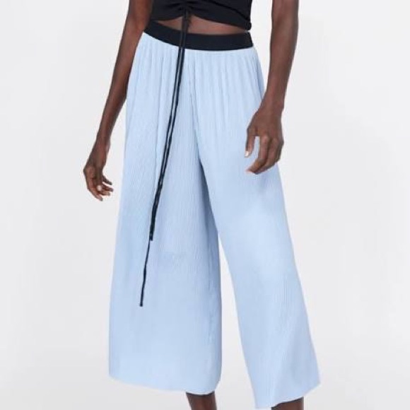 Zara Basic Pleated Palazzo Pants - Picture 1 of 6